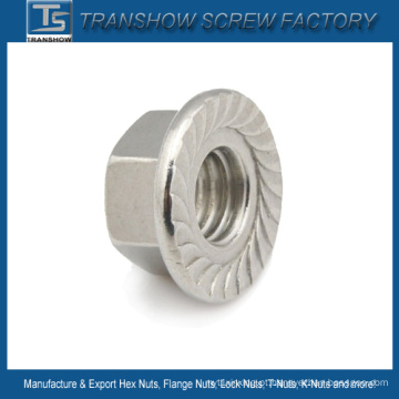 Porca serrilhada de flange de aço inoxidável Ss304